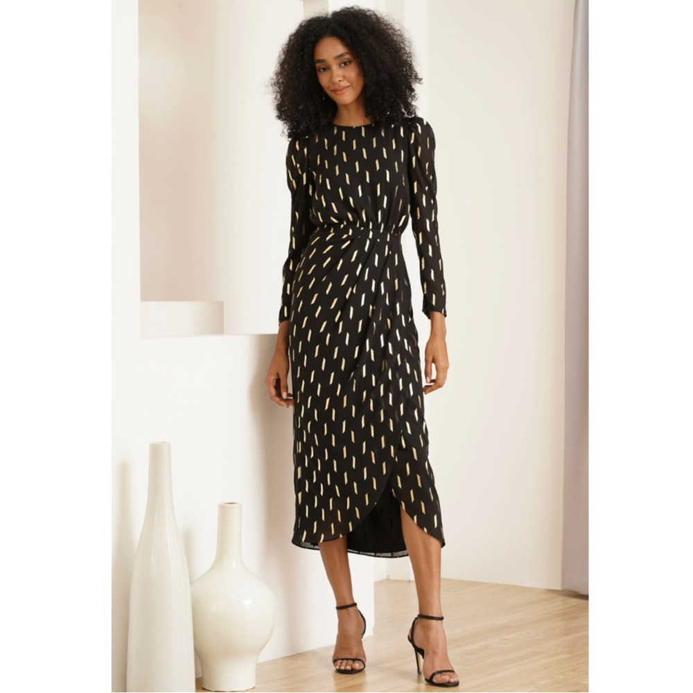 Yumi Kim Nina Dress in Black & Gold - Size L